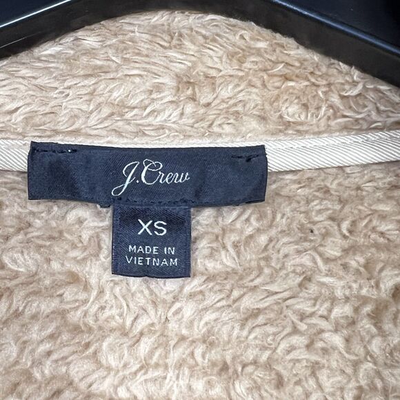 J Crew Sweater Women’s XS Tan Brown Fleece Sherpa 1/2 Zip Pullover Teddy Comfy - Picture 9 of 10